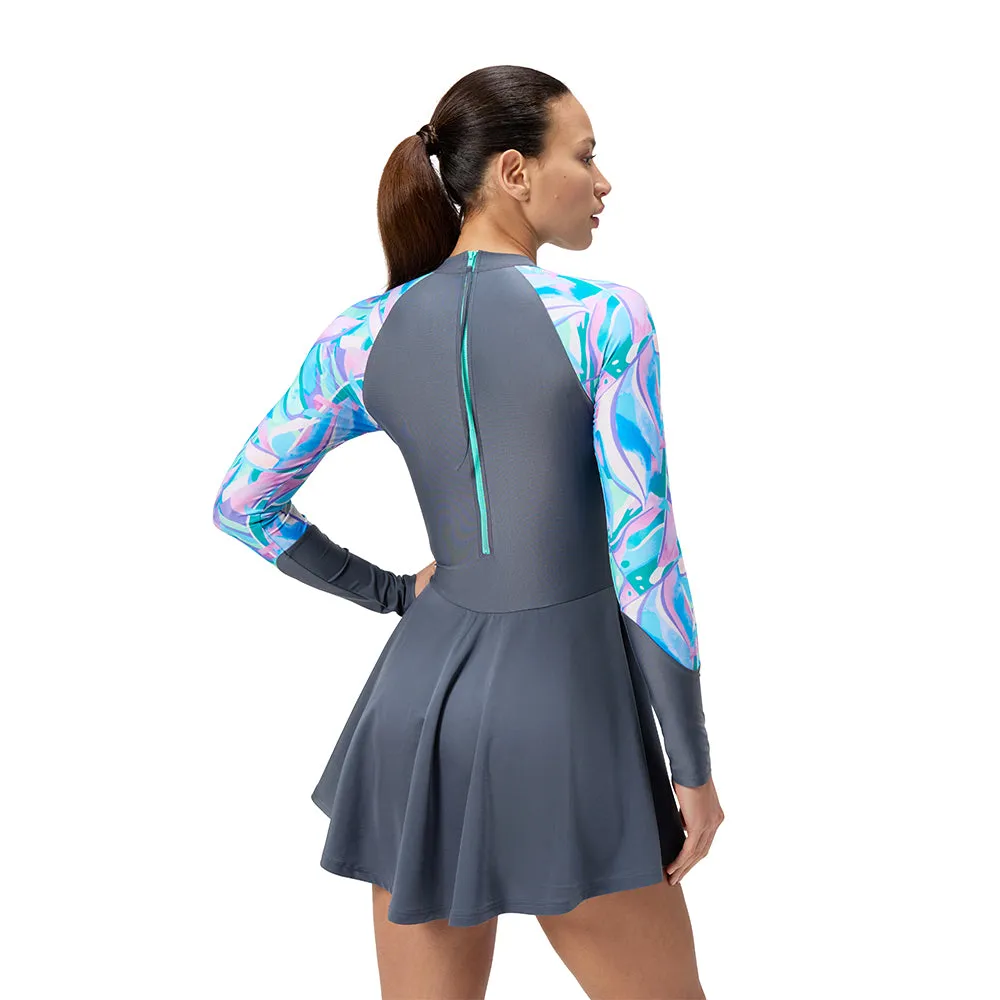 SPEEDO Printed Long Sleeve Dress Women Swimsuit Grey - SP111SP137ENTH