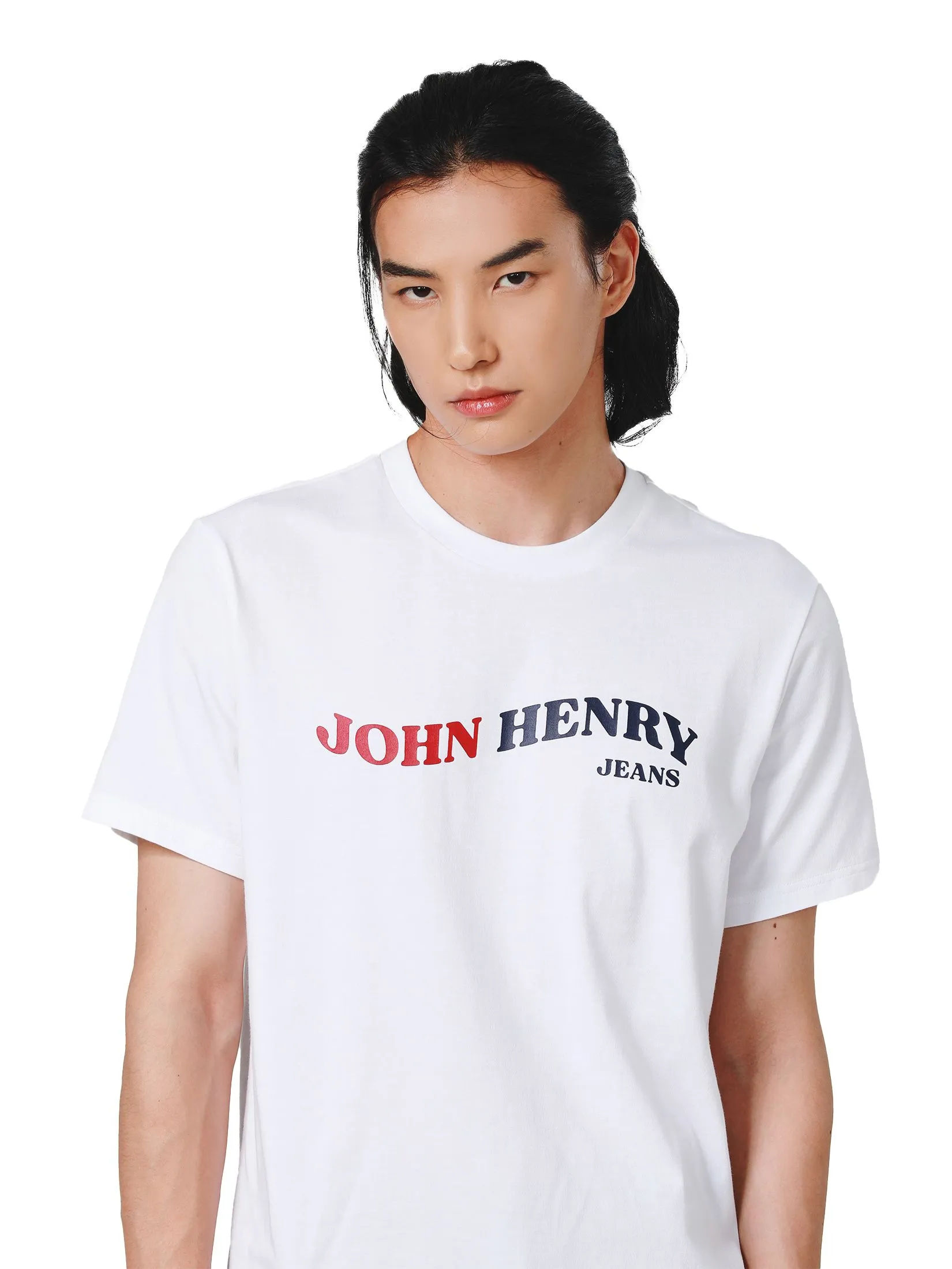 JOHN HENRY Men's T-Shirts (Slim Fit) DENIM White