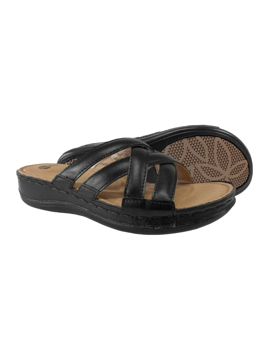 BIOSOFT BLACK COMFORT SANDALS B56-23207