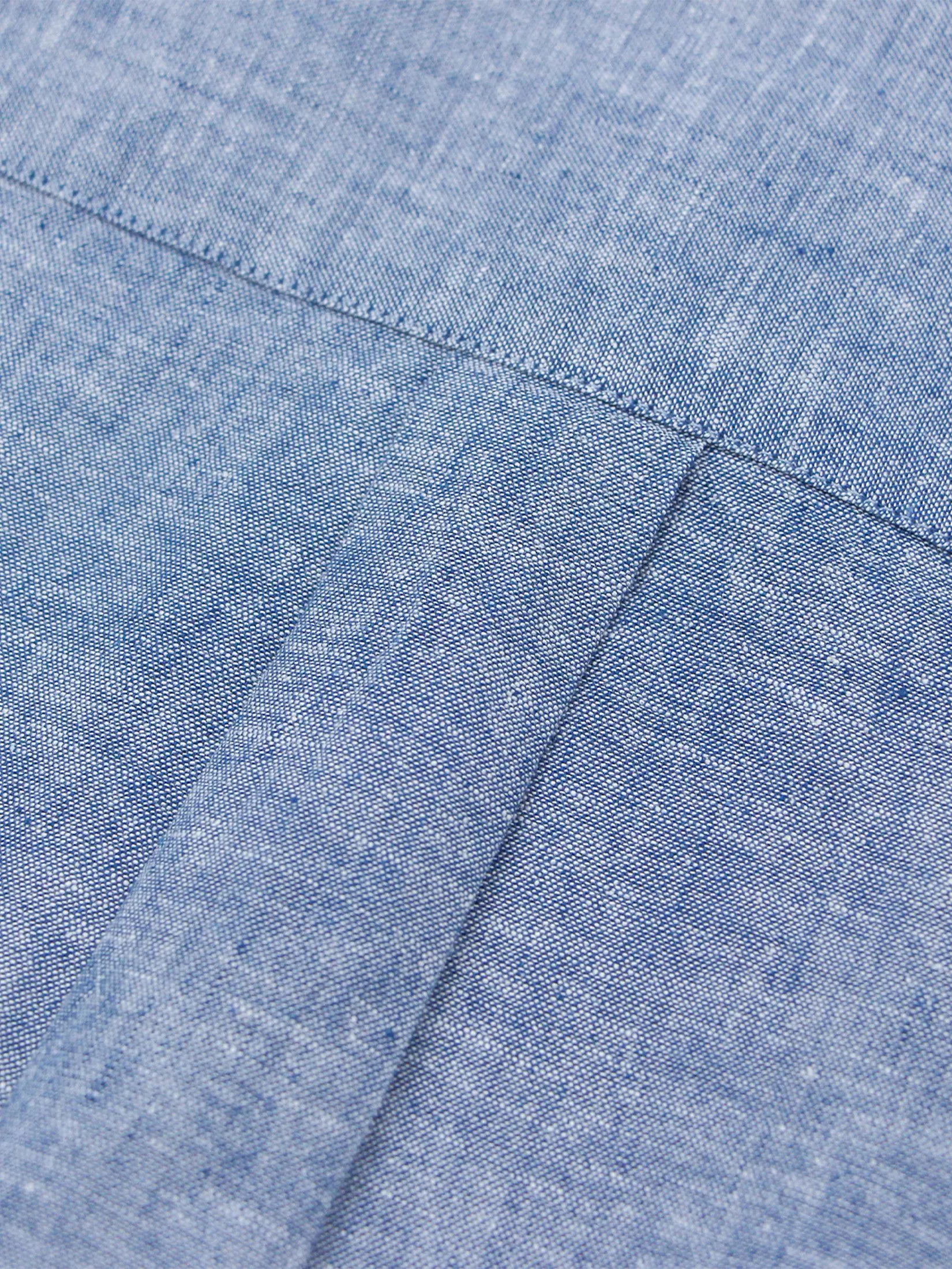 GIORDANO Men's Slim Mandarin Collar Linen Shirt Neptune blue