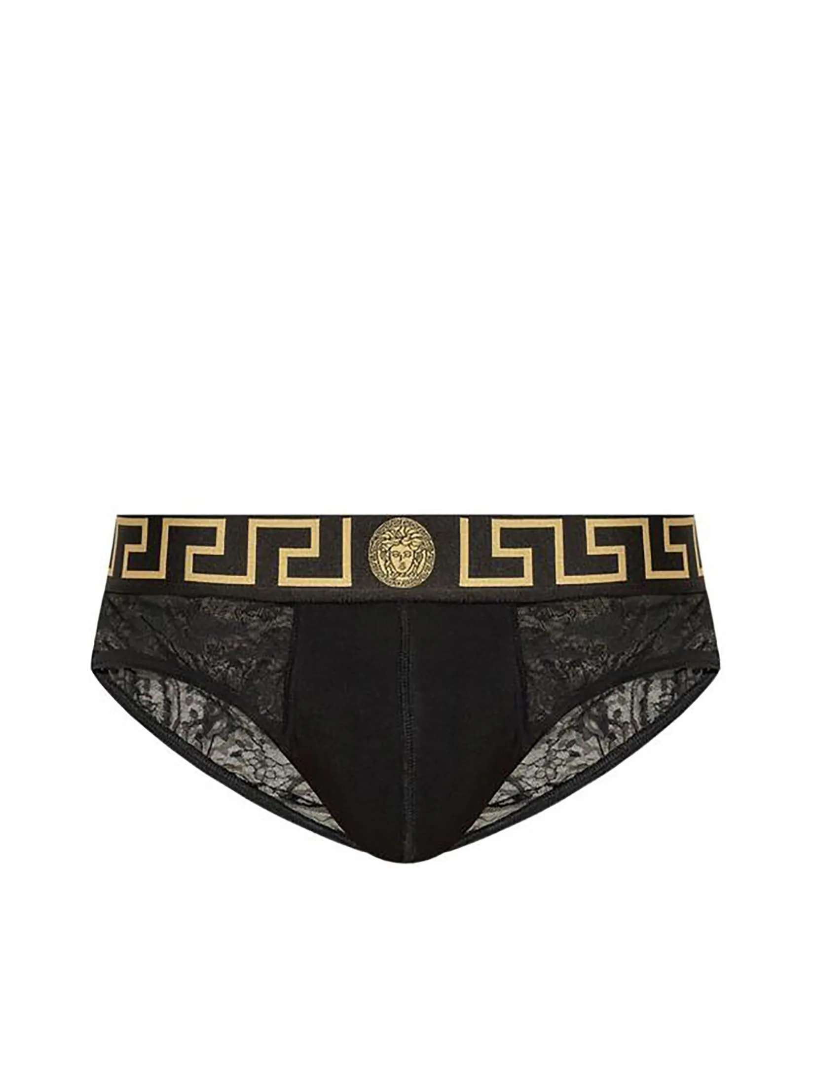 VERSACE UNDERWEAR Men Underwear Slip Basso Intimo Uomo Tex Topeka Bio + Tulle Jacquard Barocco Black