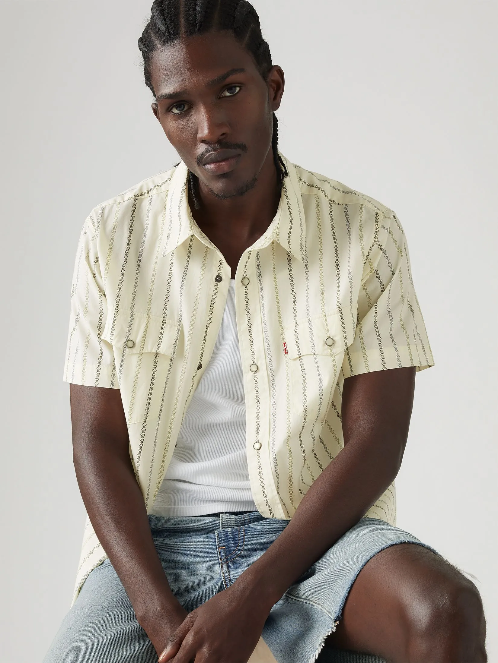 LEVI'S Men's Short-Sleeve Relaxed Fit Western Shirt Multi-Color