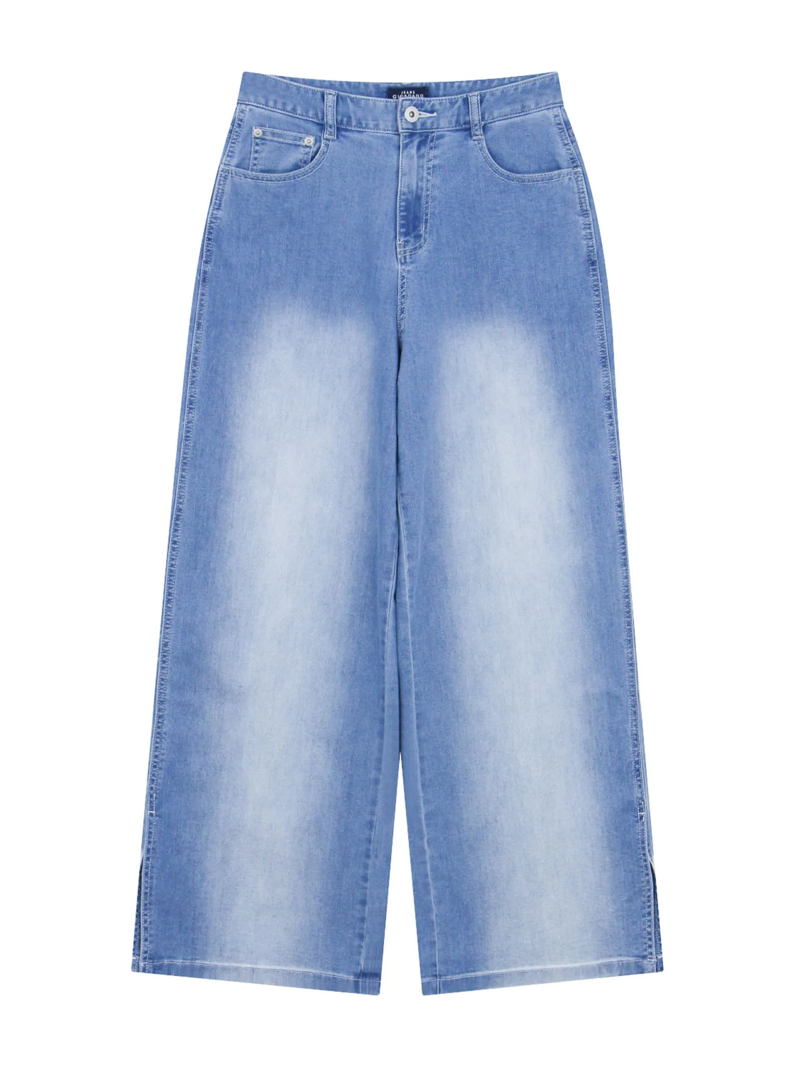 GIORDANO Women's Wide Leg Denim Jeans  Light Indigo Blue