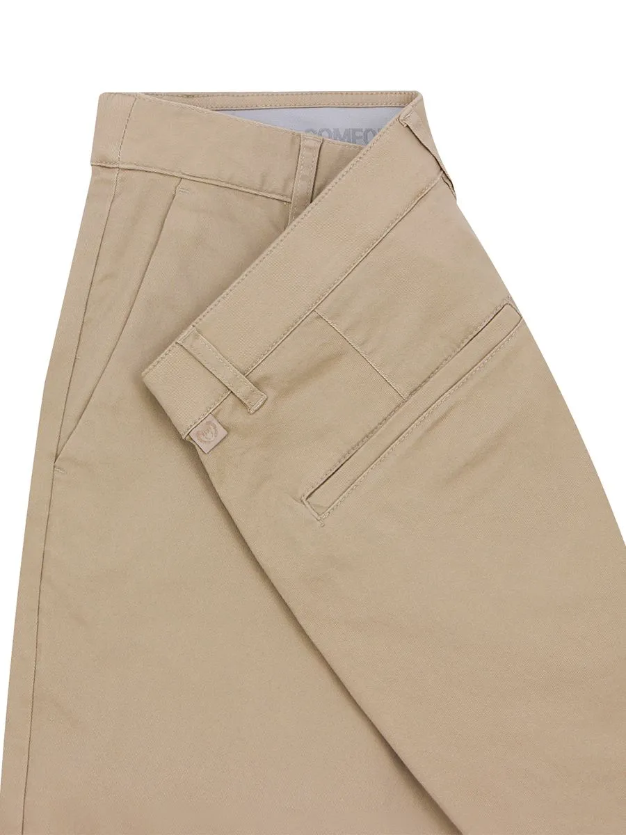 GIORDANO Men's Super Stretch Easy-Care Pants (180° Waistband) Woodsmoke Khaki