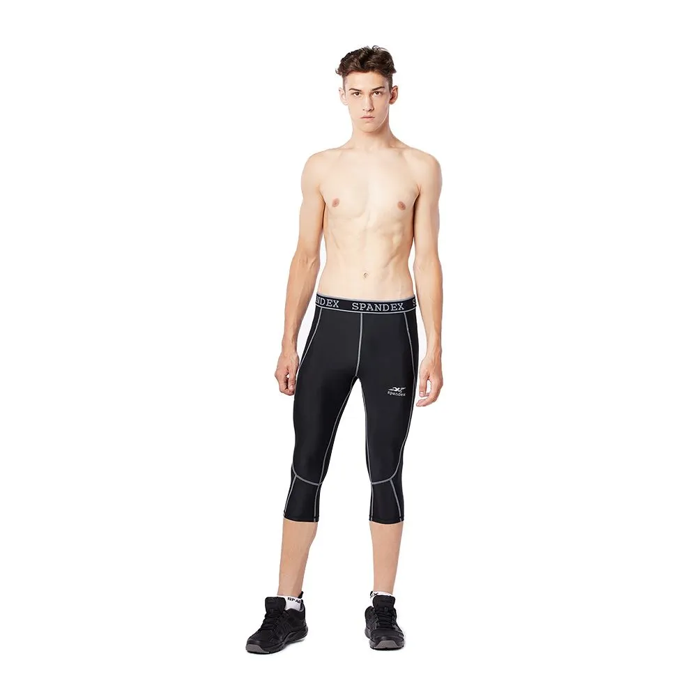 SPANDEX Black/Grey-HP002-Compression 3/4 pants