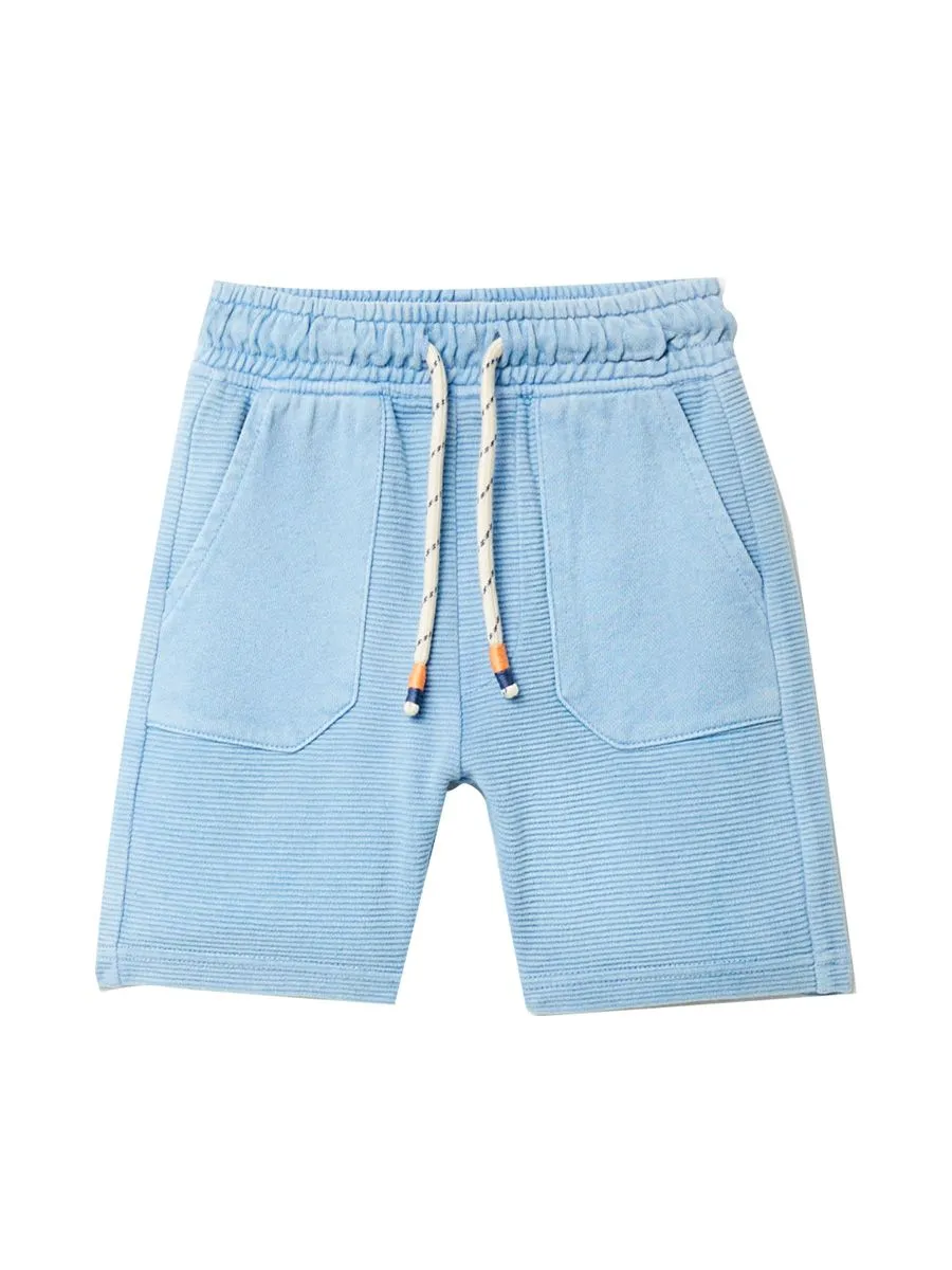 SFERA KIDS Boy Toddler Shorts Ottoman Terry Bermuda Blue Medium