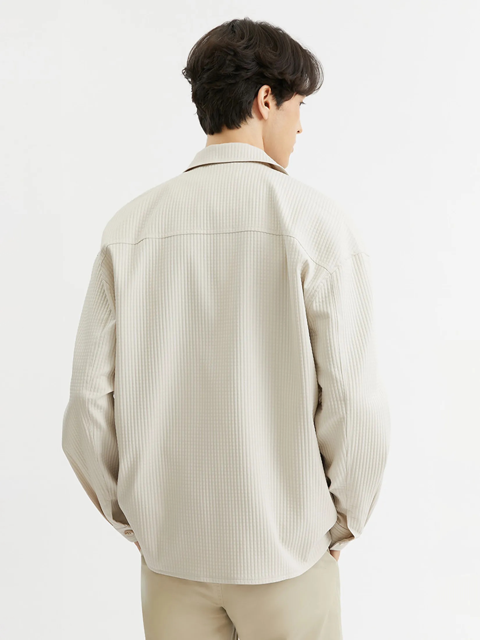DAPPER Men Waffle Textured Jacket Cream
