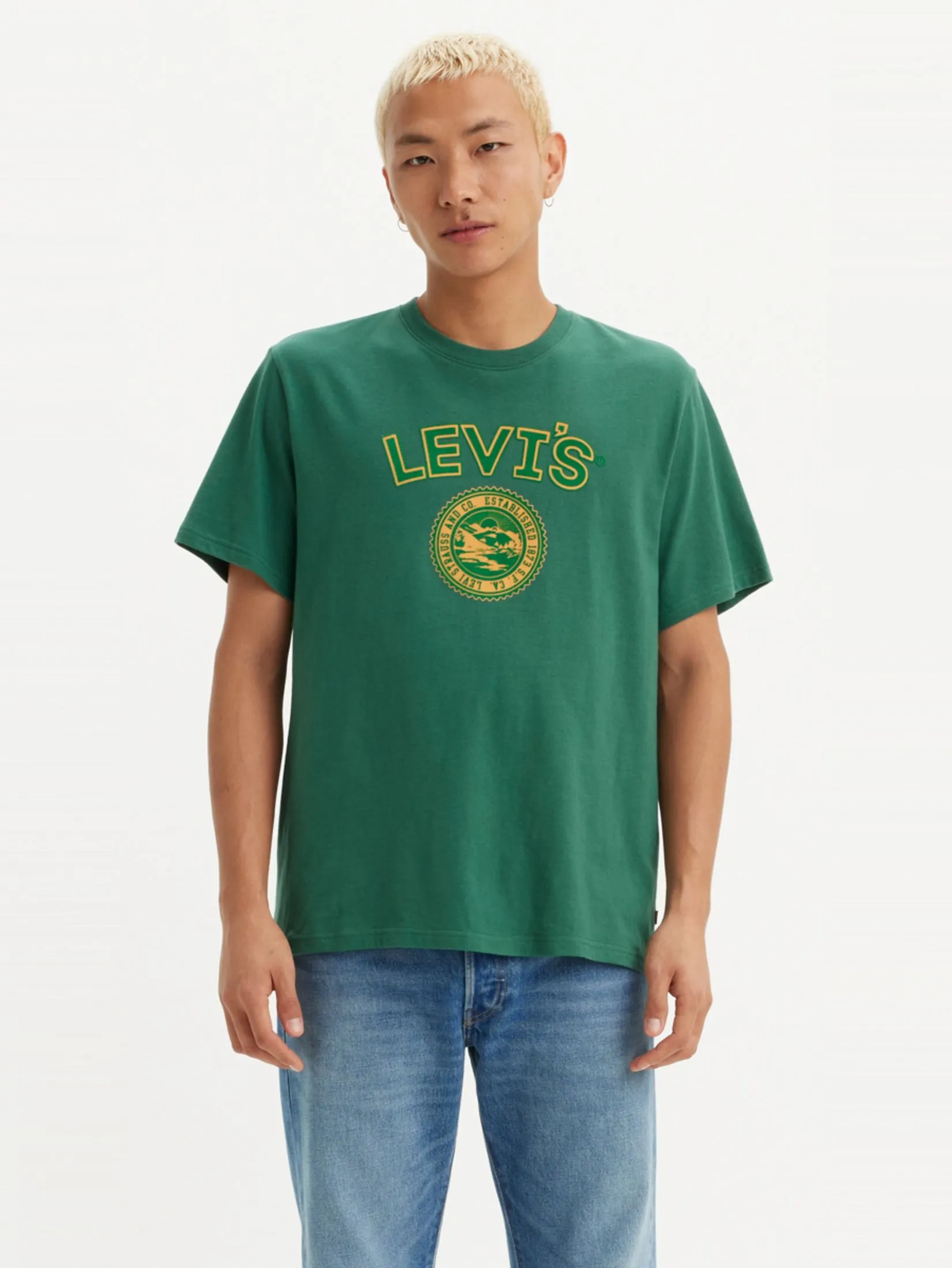 LEVI'S Men's Relaxed Fit Short-Sleeve Graphic T-Shirt Green