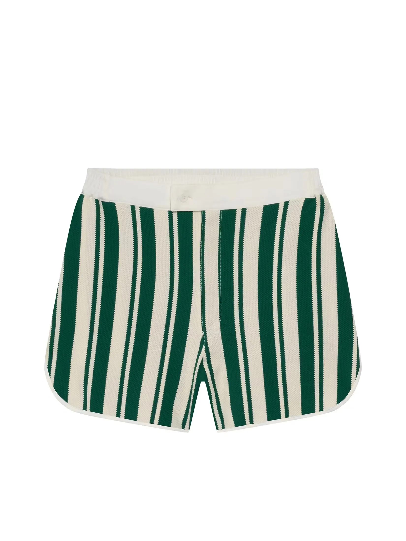 MOO [MOO 3/25]  Tennis Striped Knitted Shorts Green