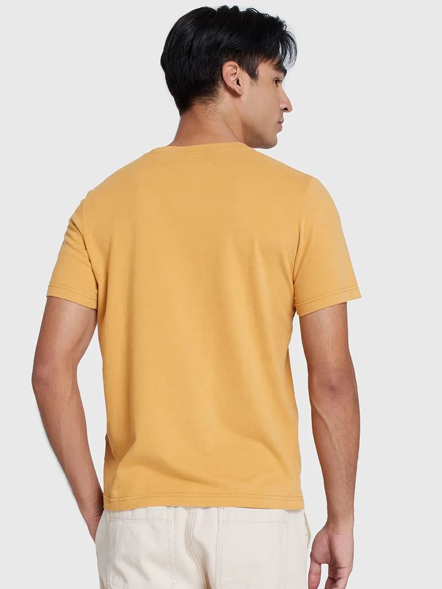 DEFRY 01 Men T-Shirt Short-Sleeves Graphic Printed Yellow