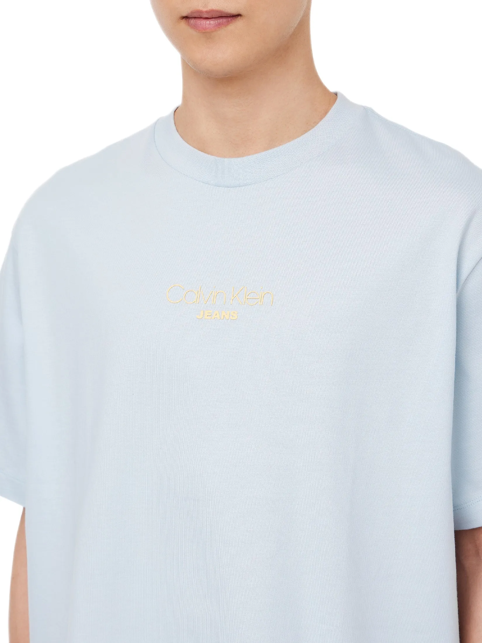 CALVIN KLEIN Men s Relaxed Fit CKJ Graphic Short Sleeve T-Shirt Light blue