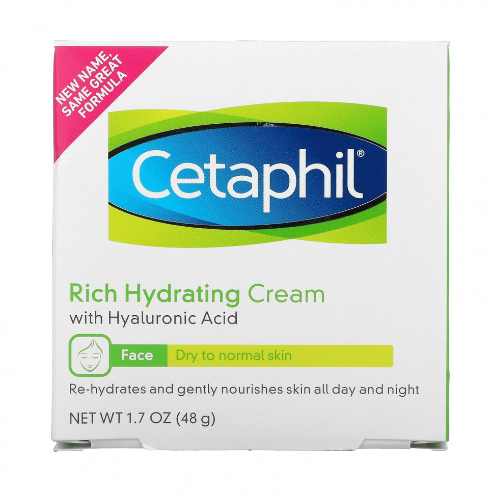 Cetaphil, интенсивно увлажняющий ночной крем с гиалуроновой кислотой, 48 г (1,7 унции)