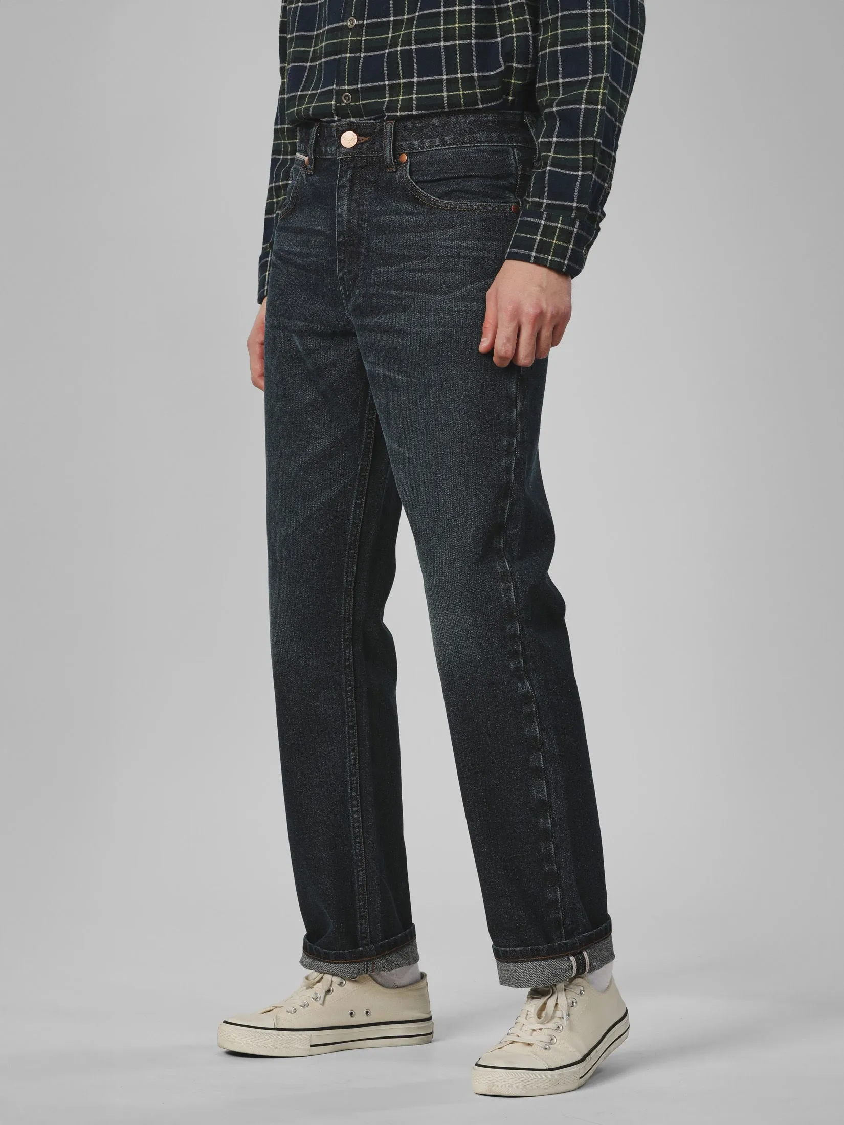 WRANGLER Men's Jeans (Red Selvedge)  Casey Jones Collection Mid MWZ Fit Dark Indigo