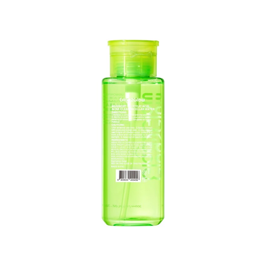 Glad2Glow Micellar Water Mugwort Salicylic Acid Acne Clear 300 Ml.