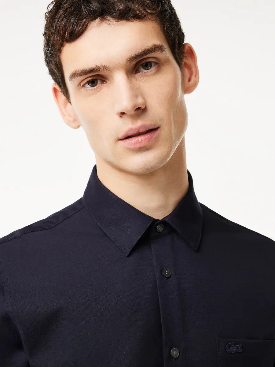 LACOSTE Regular Fit Shaped Collar Shirt Navy Blue