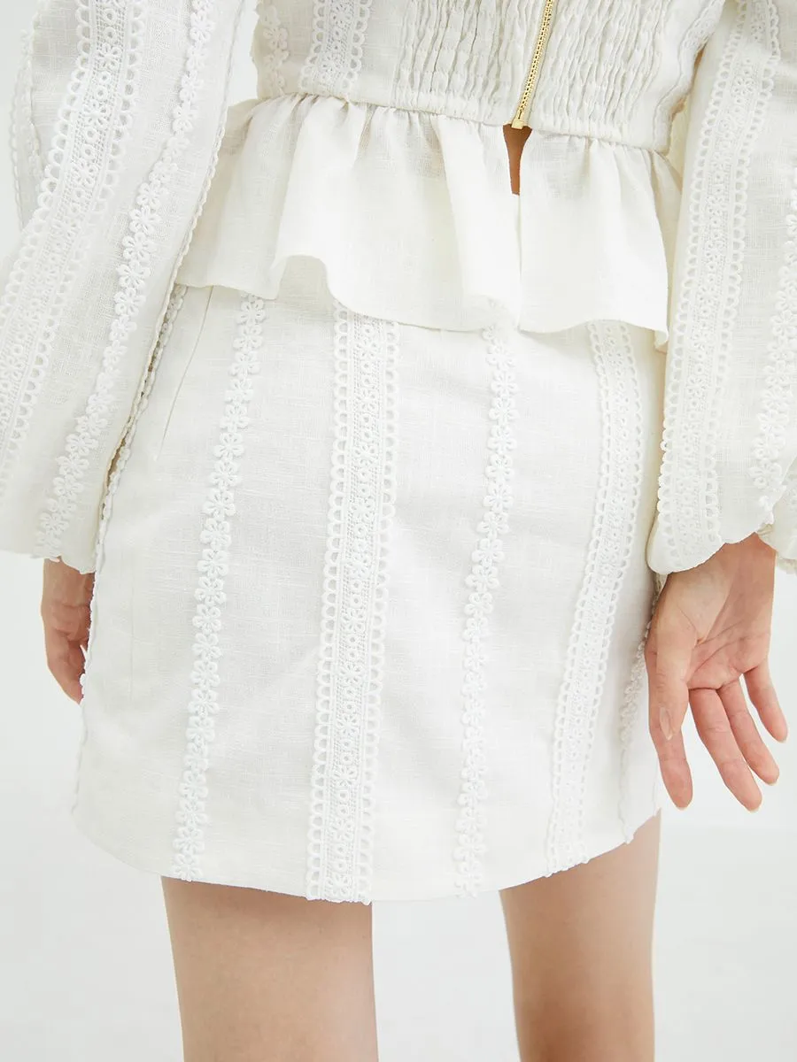 KLOSET (SS24)Lace Mini Skirt White