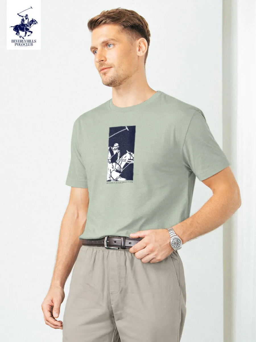 BEVERLY HILLS POLO CLUB Green Unisex T-Shirt REGULAR-FIT Model BNSR364