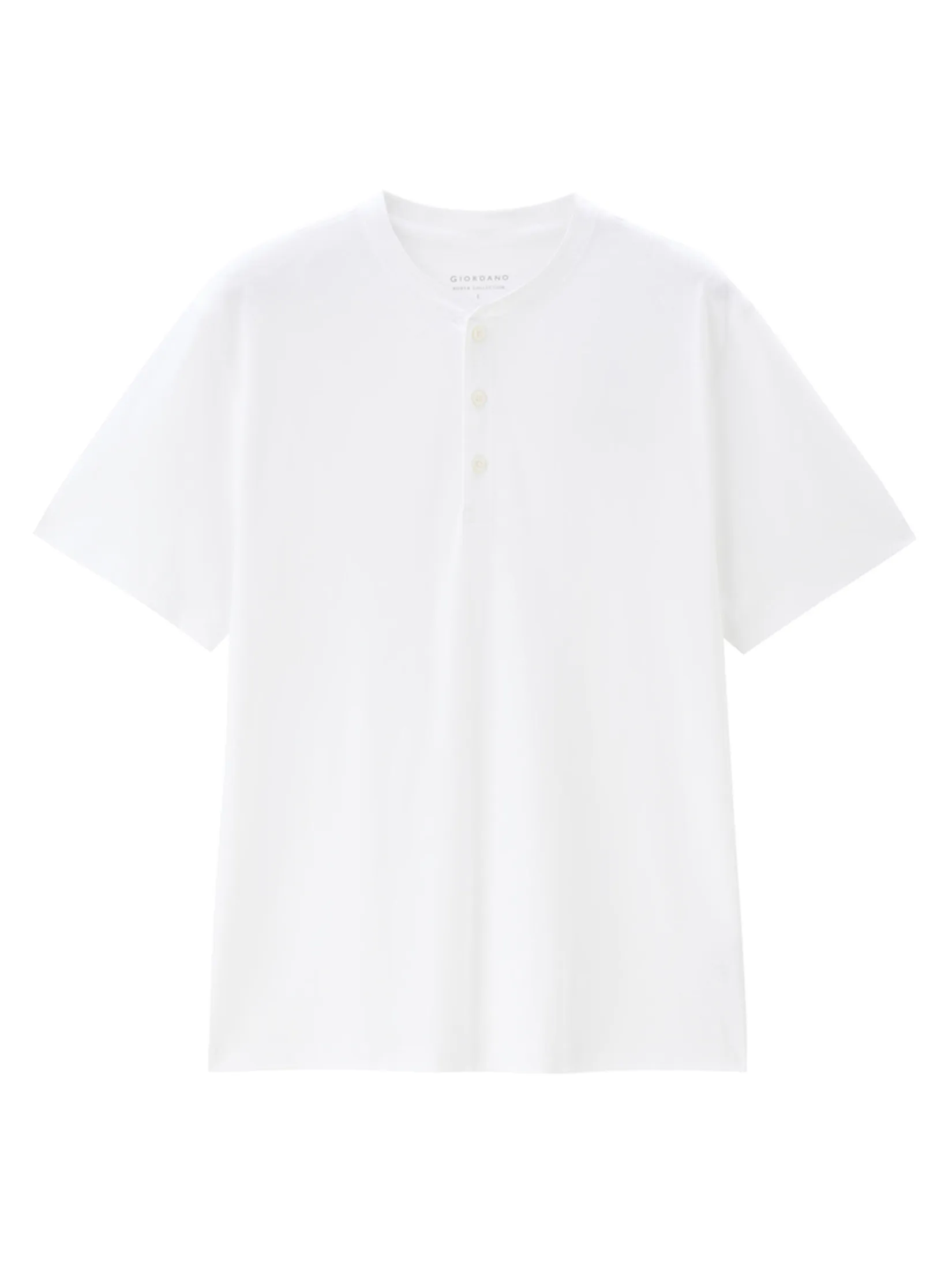 GIORDANO Men s Online Exclusive Cotton Blend Henley T-shirt (Korea) White