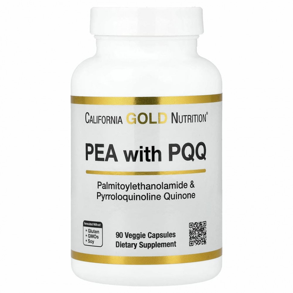 California Gold Nutrition, ПЭА 300 мг и PQQ 10 мг, 90 растительных капсул