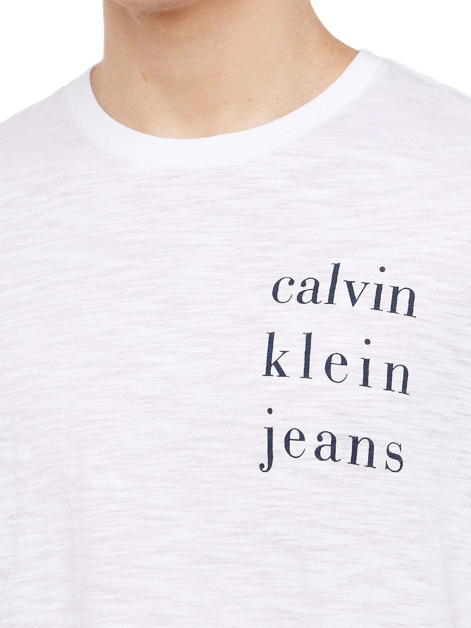 CALVIN KLEIN Men's Slub CKJ Classic Short Sleeve T-Shirt White