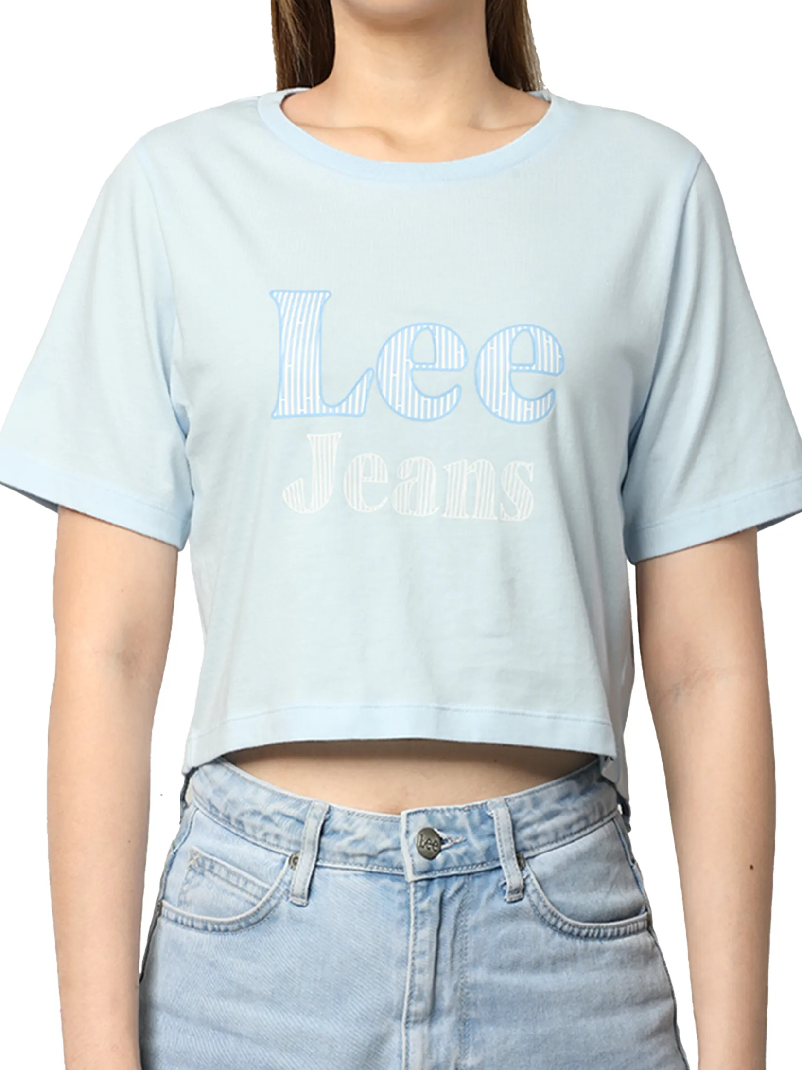 LEE Women s Tee Short Sleeve Crop Fit Blue