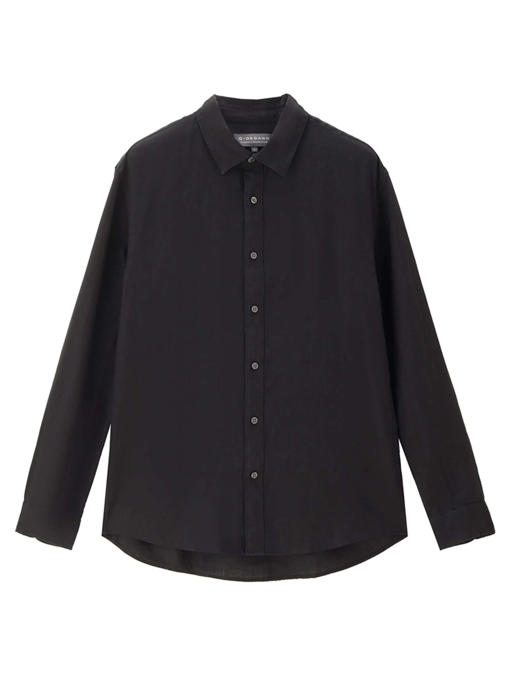 GIORDANO Men s Online Exclusive Regular Poplin Linen Shirt (Korea) Black