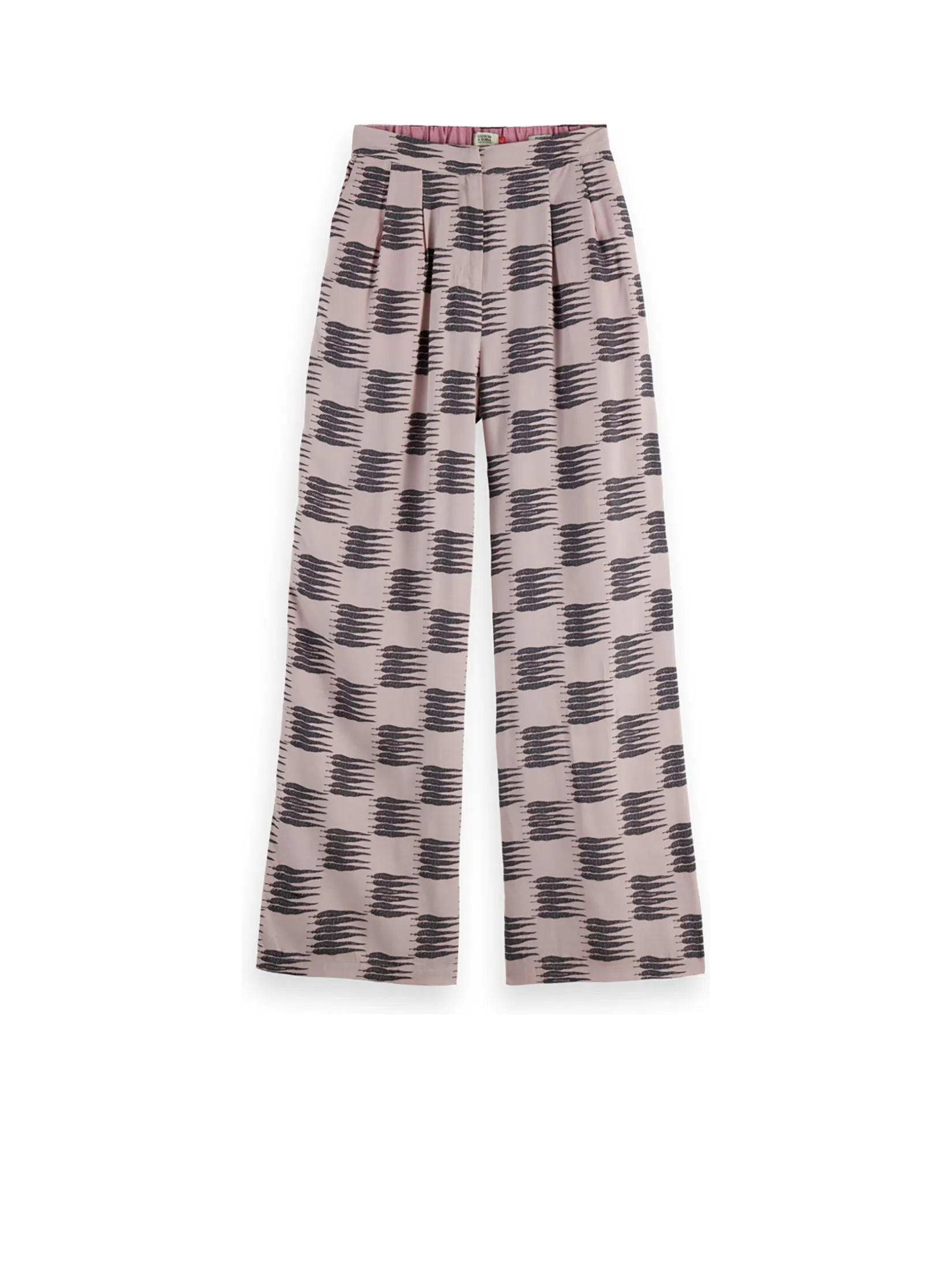 SCOTCH&SODA Women Pants Eleni - Wide Leg High Rise Pajama Feather Block