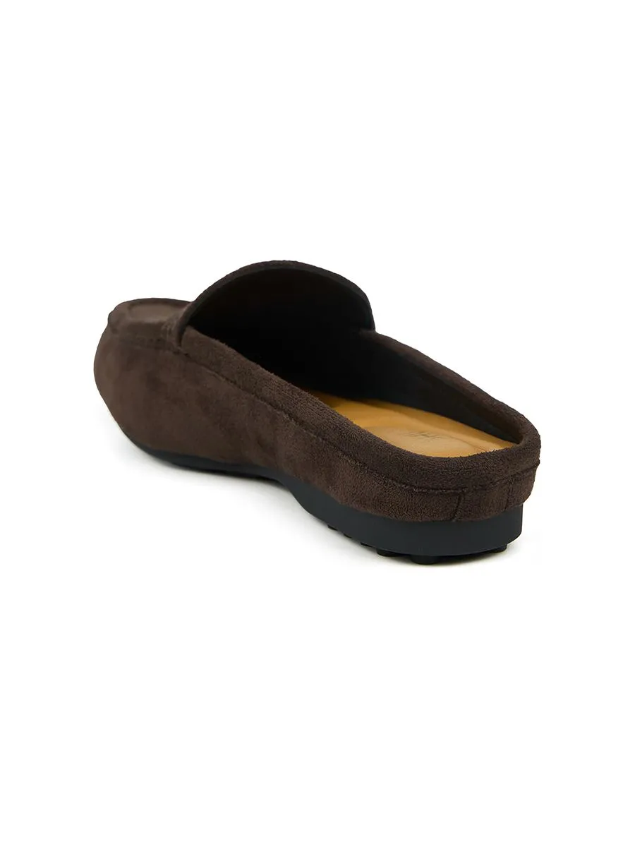 SHU WOMEN  SUEDE SERIES COMFORT LOAFER MULE - CHOCOLATE