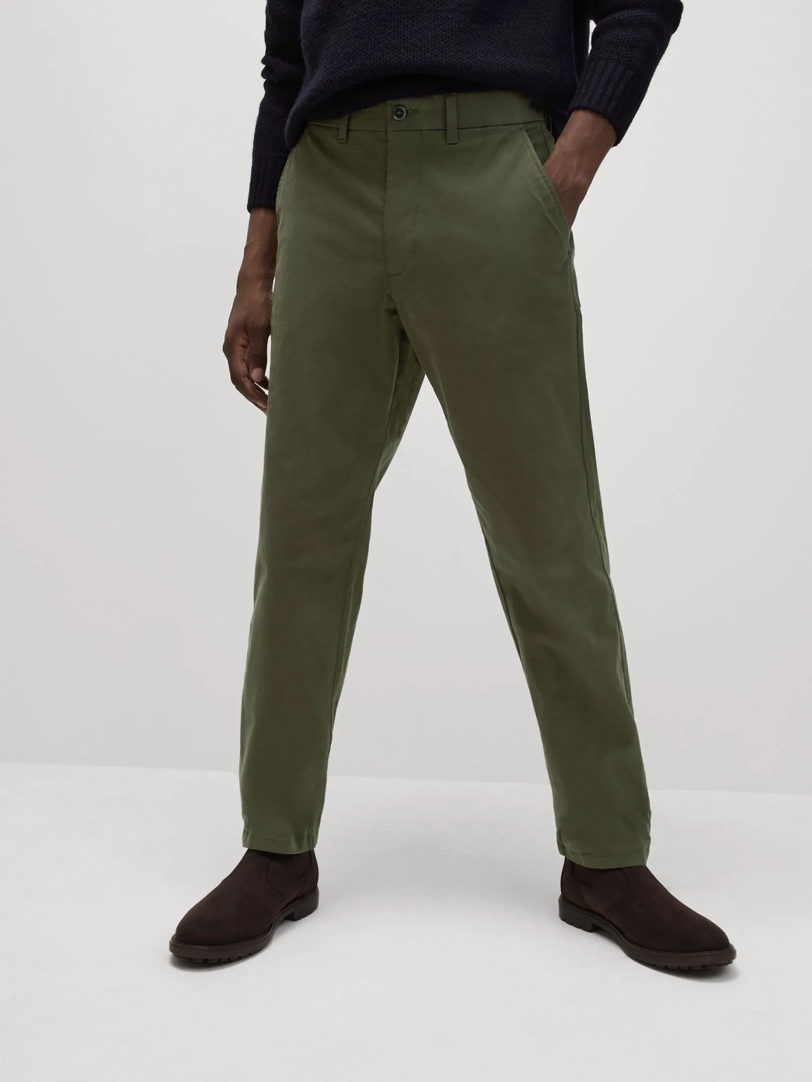 MARKS & SPENCER Men Chino Pants Loose Fit Stretch Faded Khaki