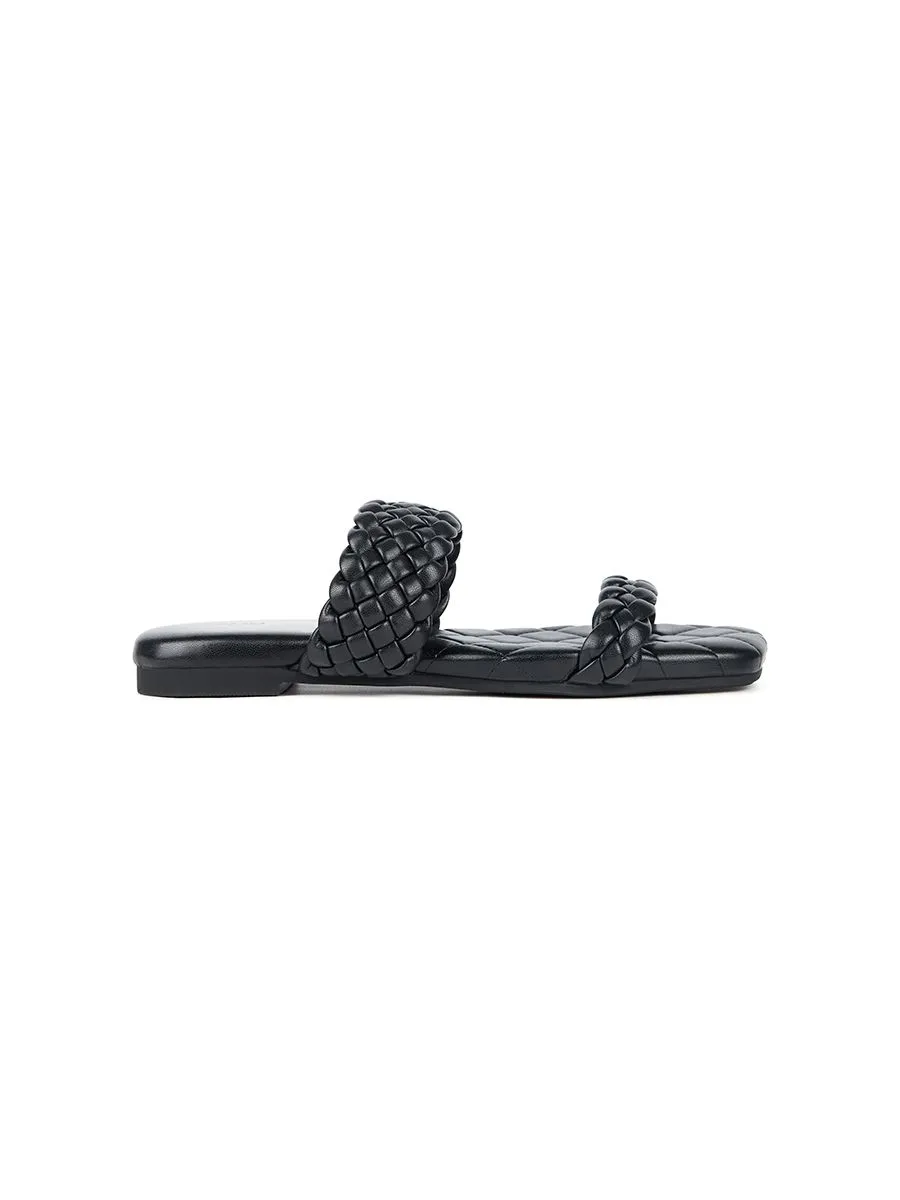 SHU WOMEN  PALETTE SOFT WOVEN SANDALS - BLACK
