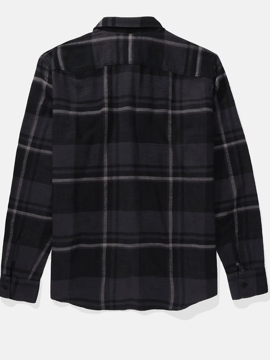 AMERICAN EAGLE MEN  CF AVERY PLAID SALVADOR TWILL FLANNEL 044 DARK GRAPHITE