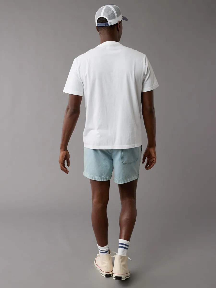 AMERICAN EAGLE MEN G SS BRAND ALOHA SET IN TEE- PC DYE + SERIOUSLY SOFT WASH 100 WHITE