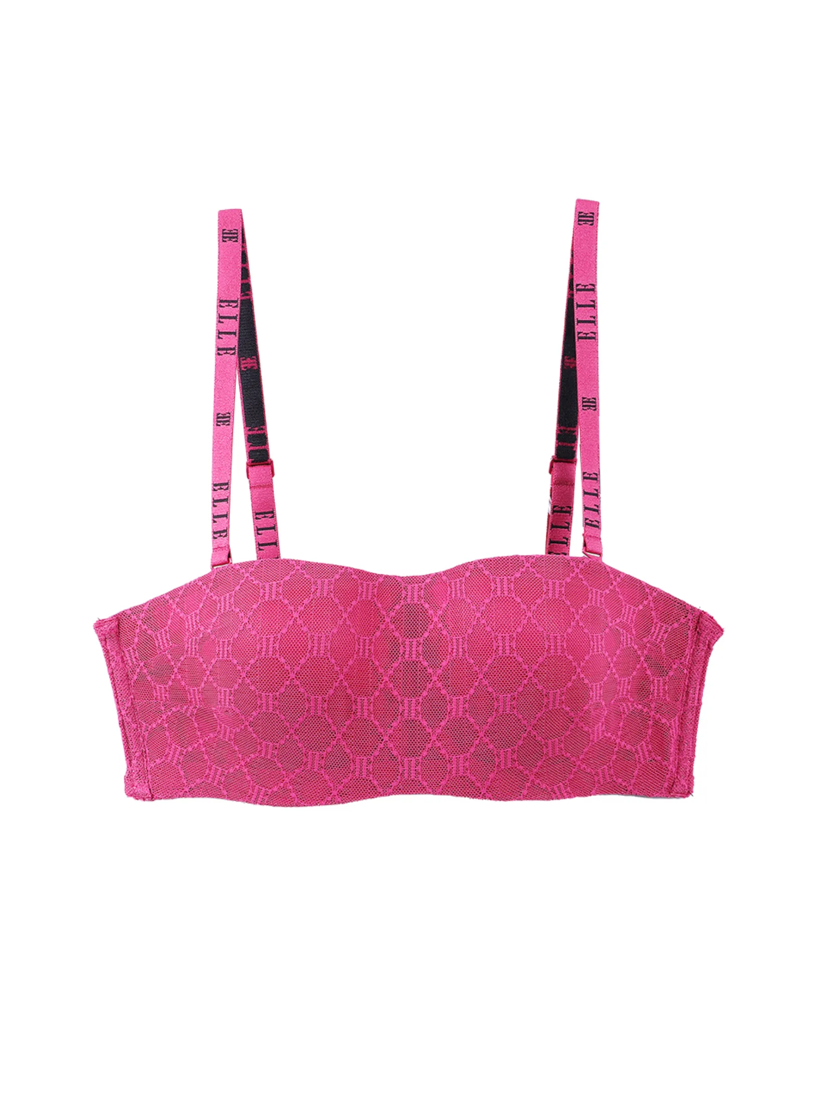 ELLE LINGERIE Women Strapless bra with underwire lace fabric ELLE LOGO pattern LB8602 - Raspberry