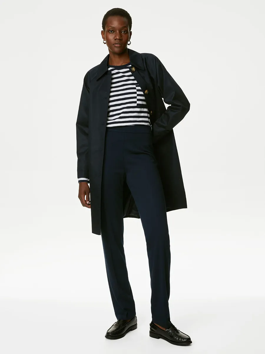 MARKS & SPENCER Women Straight Leg Trousers With Stretch Jersey