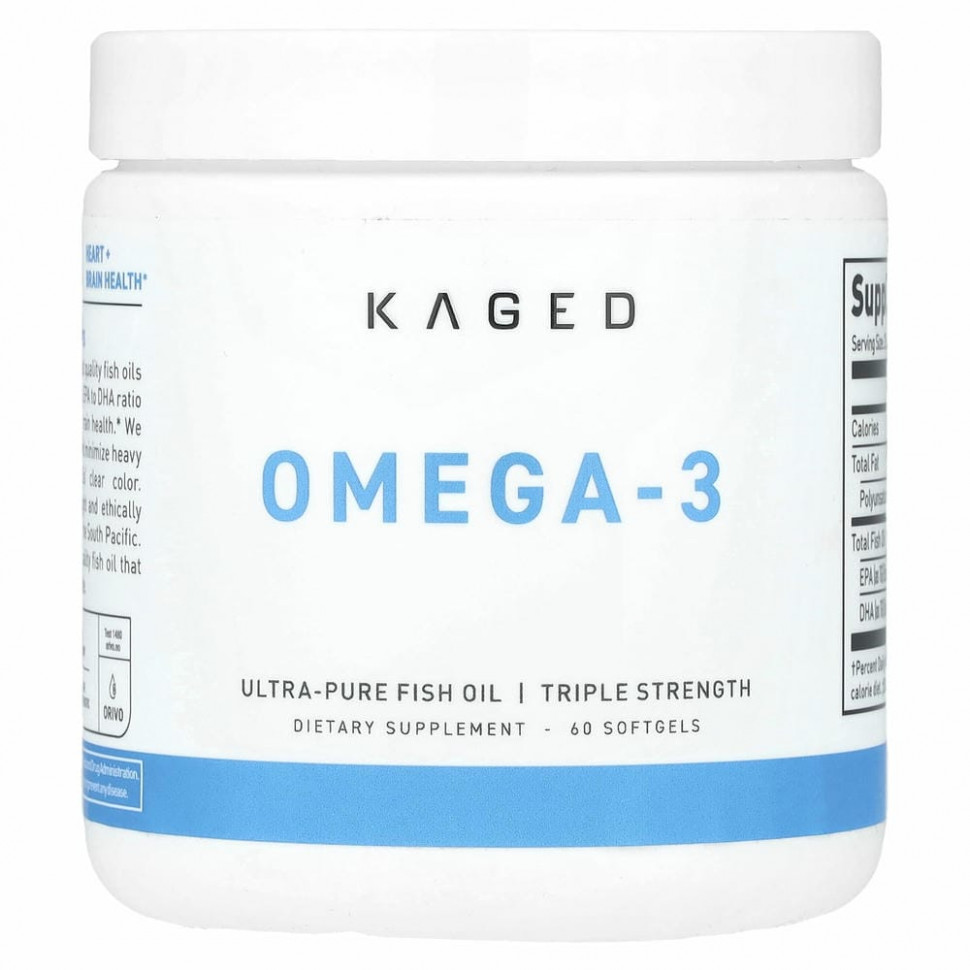 Kaged, Омега-3, триглицериды и рыбий жир премиального качества, 1500 мг, 60 мягких таблеток