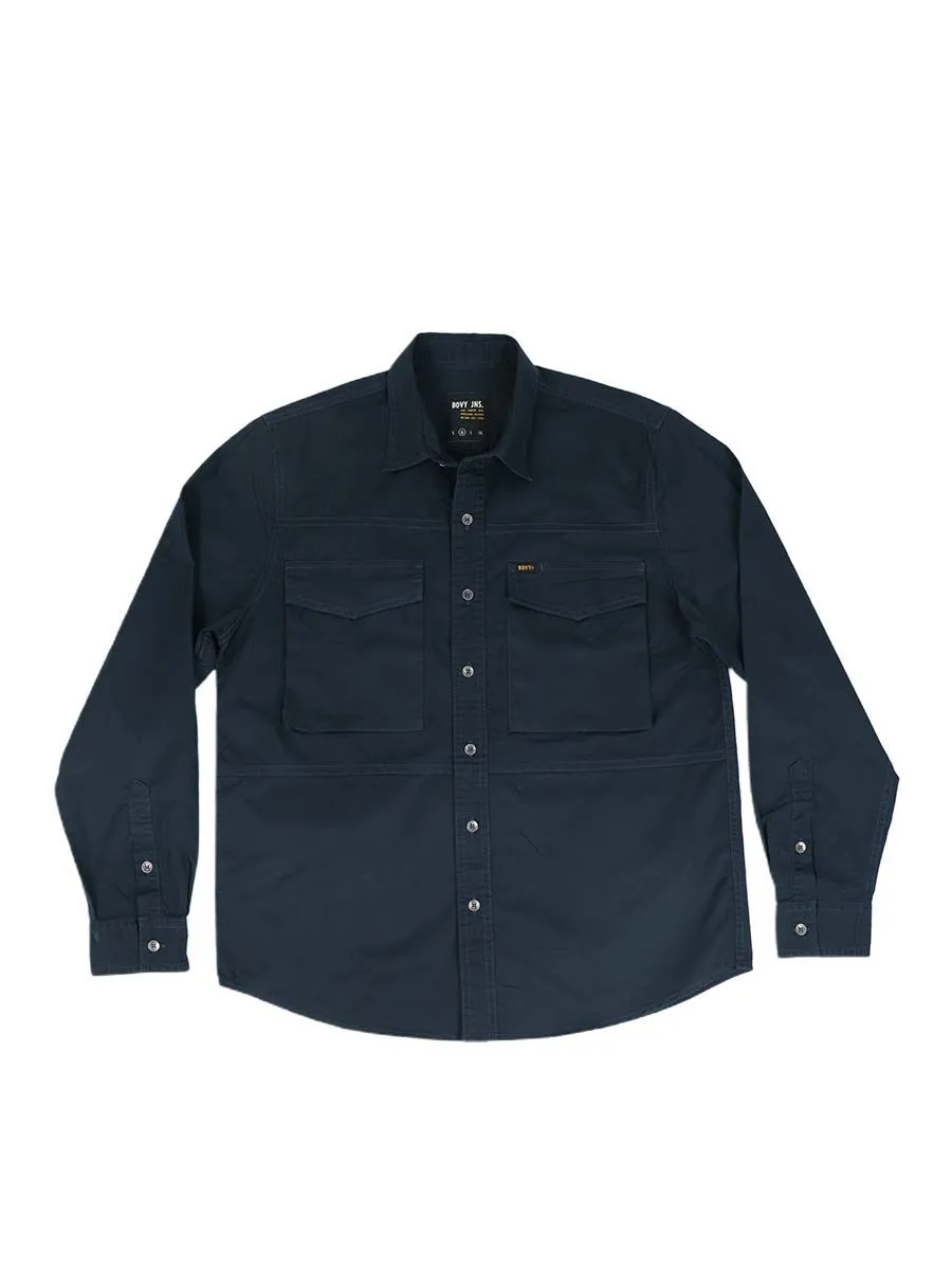BOVY MEN'S OXFORD SHIRT SLEEVED NAVY COTTON TWILL