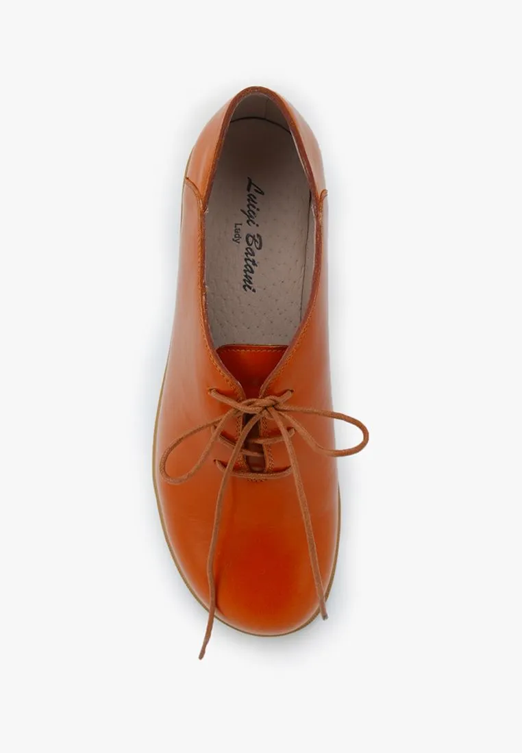 LUIGI BATANI Orange Derby Leather Lace Up Shoes