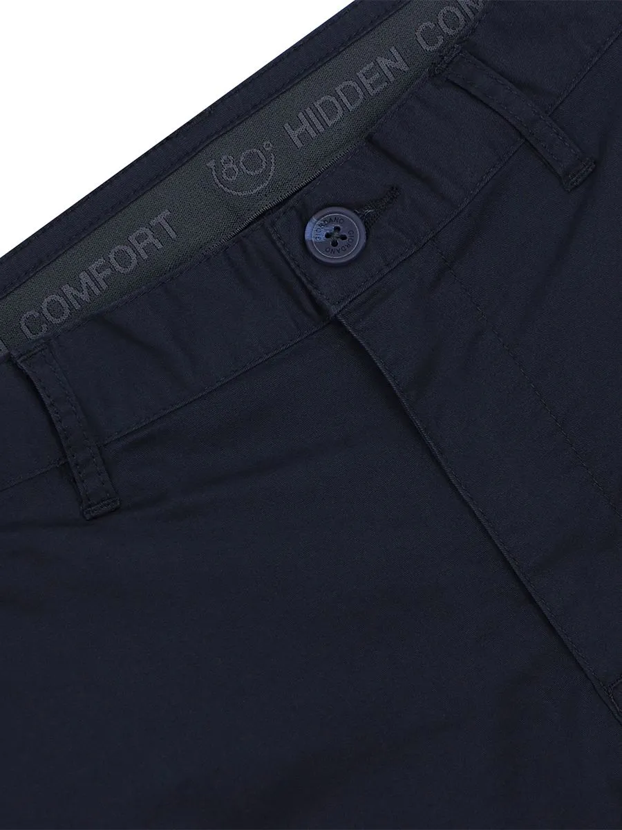 GIORDANO Men's Twill Slim Hidden Comfort Shorts (180° Waistband) Navy blue