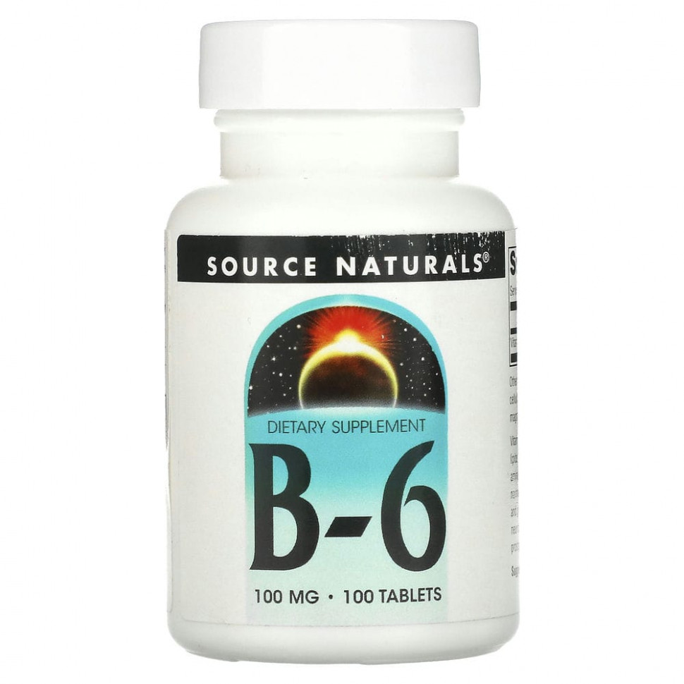Source Naturals, Витамин B6, 100 мг, 100 таблеток - SNS-00413-100 мг | 100 шт.