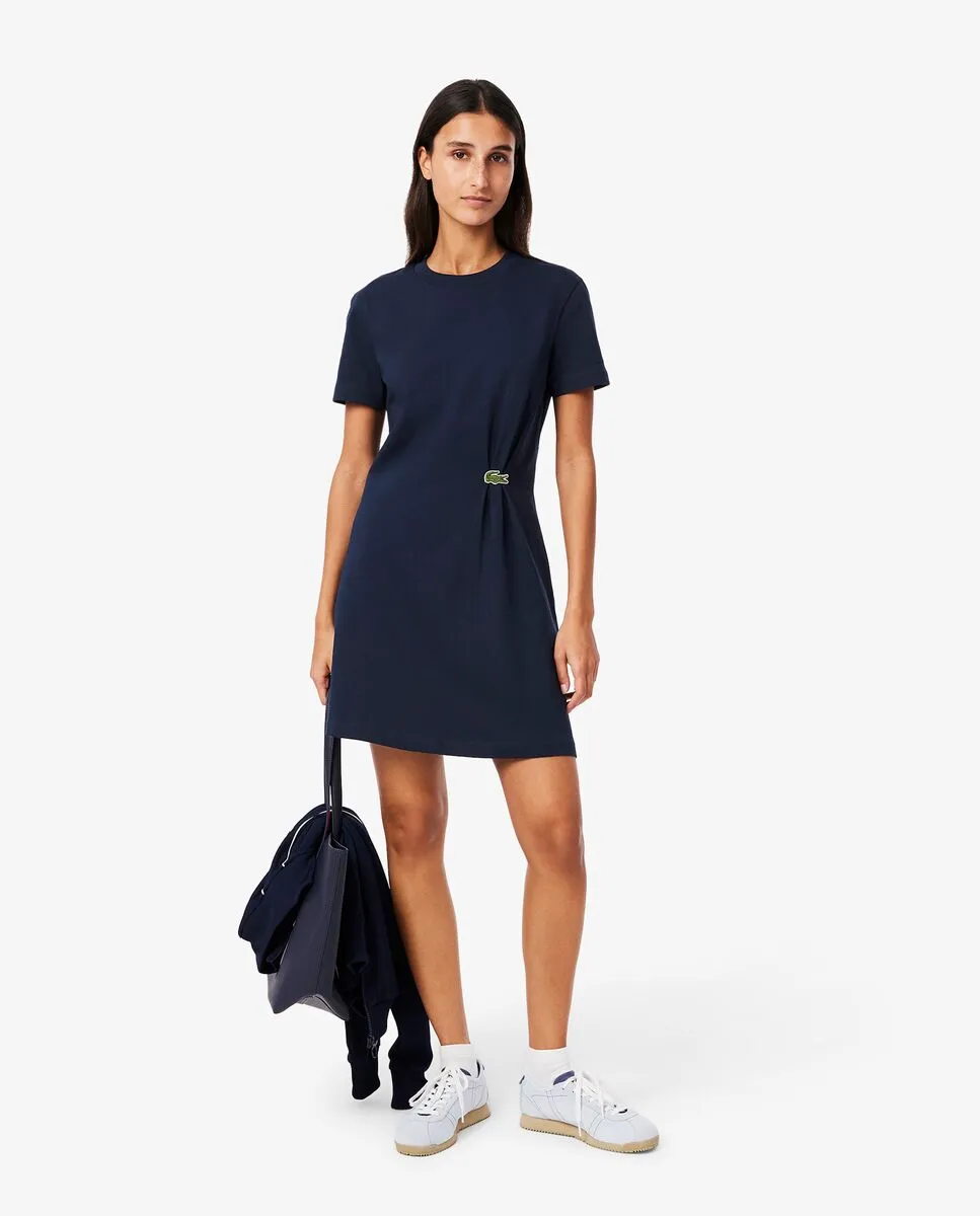 LACOSTE Draped T-Shirt Dress Blue