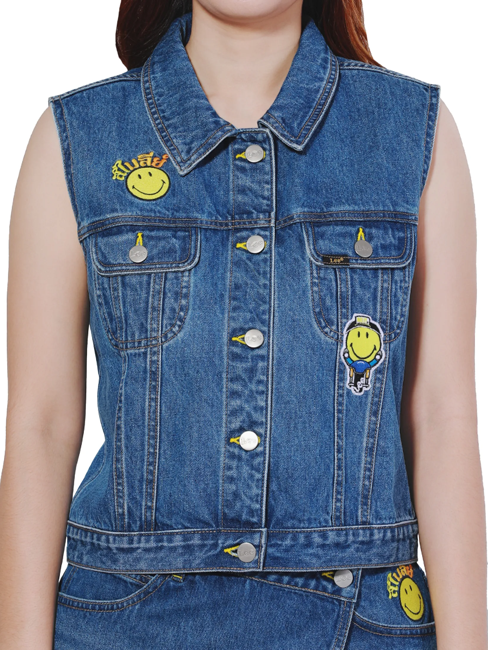 LEE Women s Vest Lee Smiley Collection Regular Fit Mid Indigo