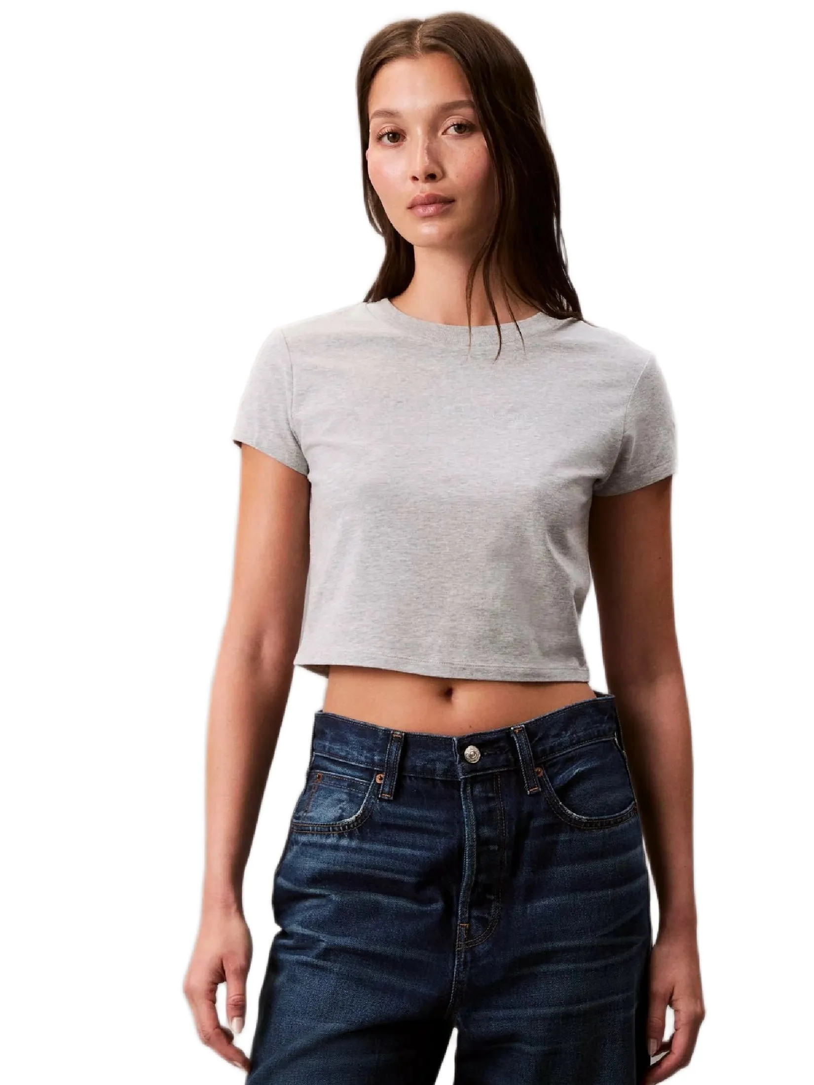 CALVIN KLEIN Women s Baby Short Sleeve T-Shirt Grey Size - M