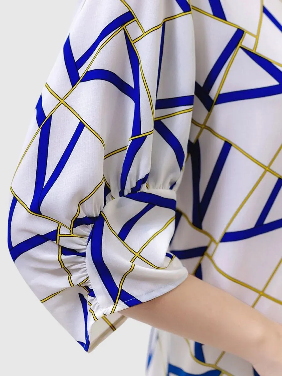 VERONIQA Women Dress Chiffon Print Off White