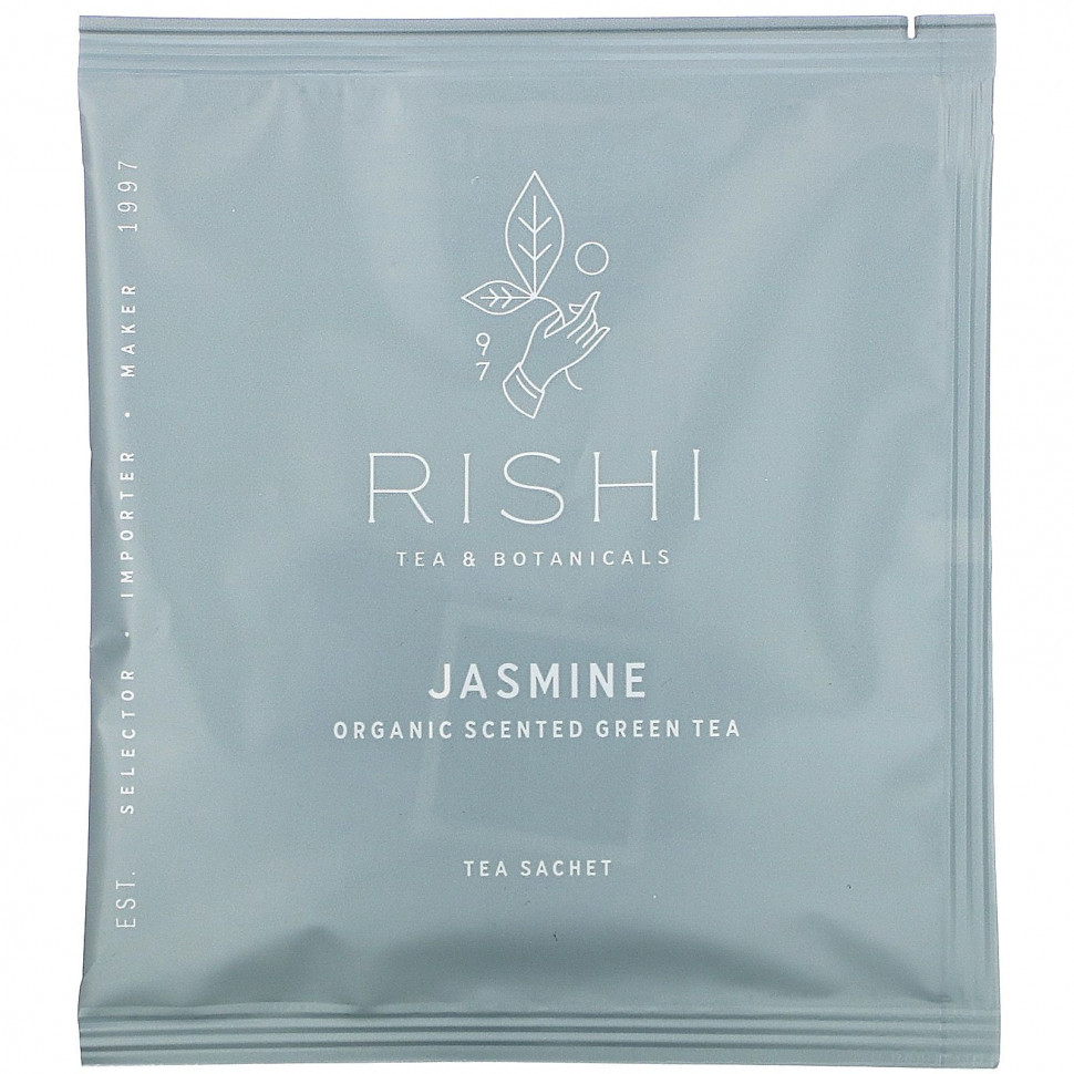 Rishi Tea, Органический ароматизированный зеленый чай, жасмин, 15 пакетиков, 1,48 унции (42 г)