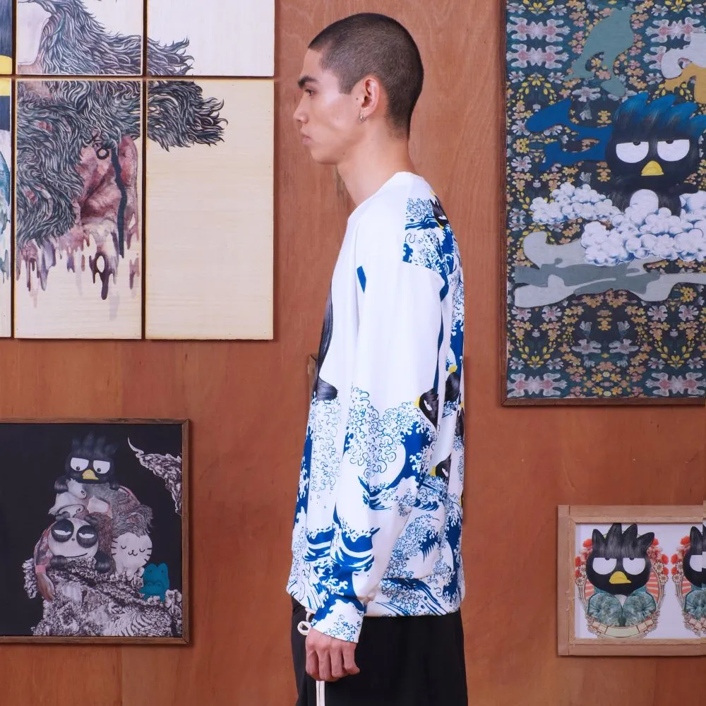 PEDZ WHITE  THE GREAT WAVE SWEATSHIRT