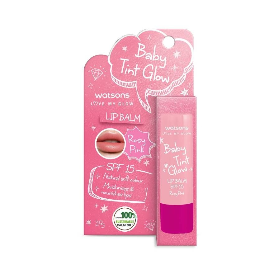 Watsons Baby Tint Glow Rosy Pink Lip Balm SPF15 3.9 g.
