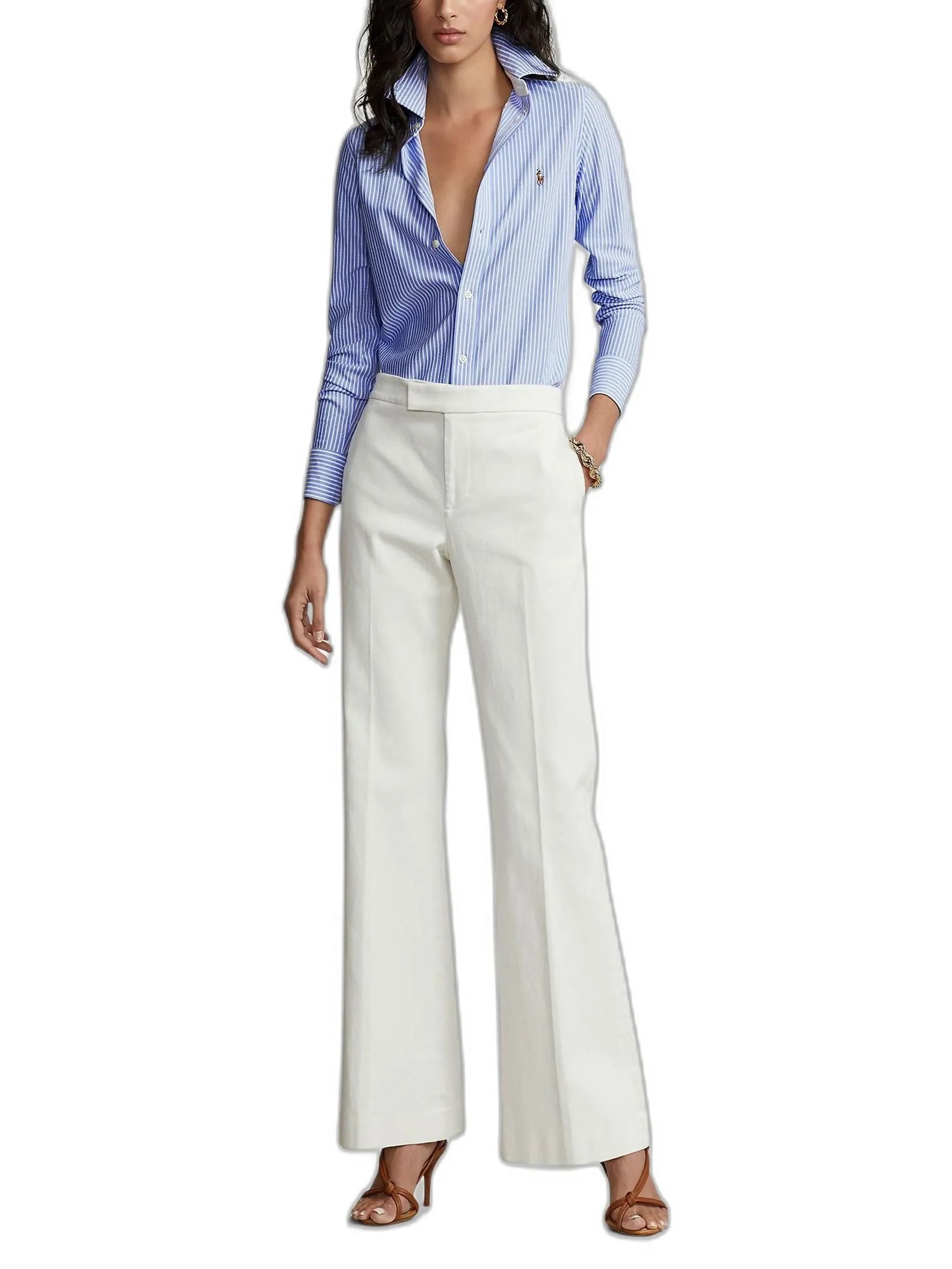 POLO RALPH LAUREN SHIRT-Striped Knit Oxford Shirt WMPOKNIN6820165 400 BLUE