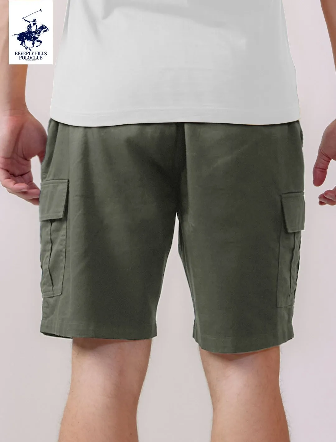 BEVERLY HILLS POLO CLUB Army Green Men Easy CARGO Shorts Model BS2G020