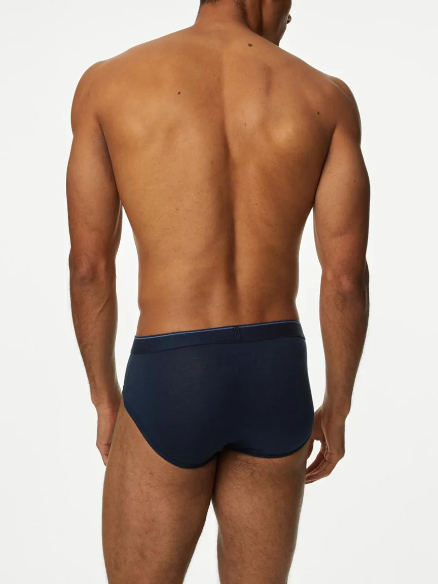 MARKS & SPENCER Men Briefs Pack Cotton Stretch Cool & Fresh 5 pcs Denim Mix