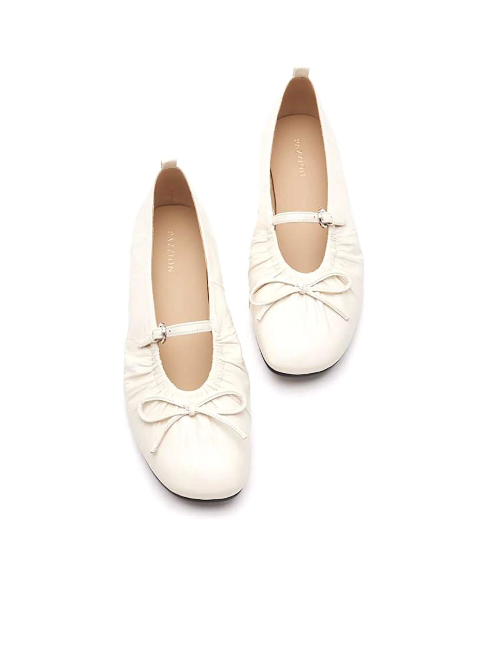 PAZZION Women Mary Janes Issey Gathered Ruched Bow